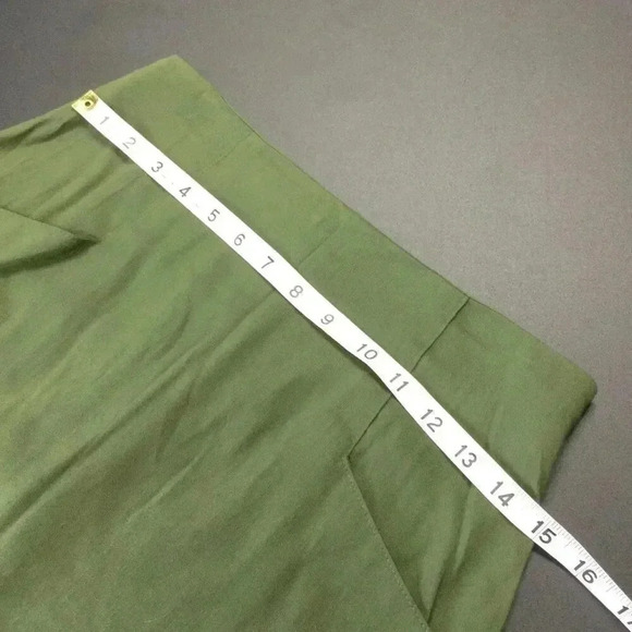 Vintage Rafferty Women's Green Rayon Blend Pockets Flat Front Mini Skirt Size 7 - Picture 7 of 9